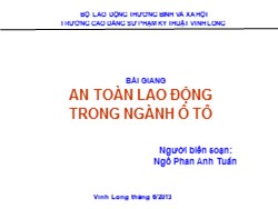 Bài giảng An toàn lao động trong ngành ô tô - Chương 5: Hoạt động BHLĐ trong doanh nghiệp - Ngô Phan Anh Tuấn