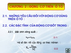 Bài giảng Lý thuyết ô tô - Chương 2: Động cơ trên ô tô