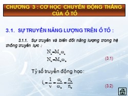 Bài giảng Lý thuyết ô tô - Chương 3: Cơ học chuyền động thẳng của ô tô