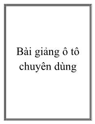 Bài giảng Ô tô chuyên dùng