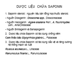 Bài giảng Dược liệu chứa Saponin (Phần 2)