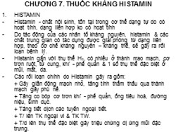 Bài giảng Dược lý học - Chương 7: Thuốc kháng Histamin