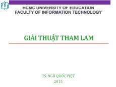 Bài giảng Giải thuật nâng cao - Giải thuật tham lam - Ngô Quốc Việt