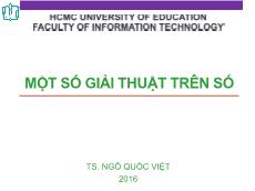 Bài giảng Giải thuật nâng cao - Một số giải thuật trên số - Ngô Quốc Việt