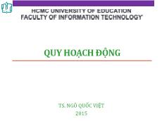 Bài giảng Giải thuật nâng cao - Quy hoạch động - Ngô Quốc Việt