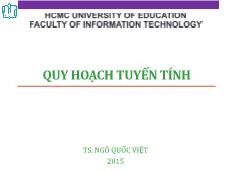 Bài giảng Giải thuật nâng cao - Quy hoạch tuyến tính - Ngô Quốc Việt