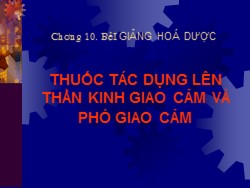 Bài giảng Hóa dược - Thuốc tác dụng lên thần kinh giao cảm và phó giao cảm