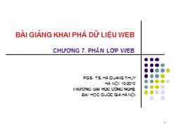 Bài giảng Khai phá dữ liệu web - Chương 7: Phân lớp web - Hà Quang Thụy