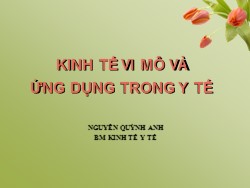 Bài giảng Kinh tế y tế - Kinh tế vi mô và ứng dụng trong y tế