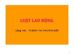 Bài giảng Luật lao động - Bài 1: Khái niệm luật lao động Việt Nam - Đoàn Thị Phương Diệp