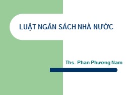 Bài giảng Luật ngân sách nhà nước - Phan Phương Nam