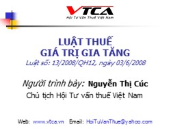 Bài giảng Luật thuế gia trị gia tăng - Nguyễn Thị Cúc