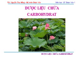 Bài giảng Lý thuyết dược liệu 1 - Dược liệu chứa carbohydrat