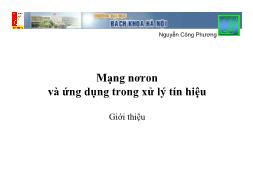 Bài giảng Mạng nơron và ứng dụng trong xử lý tín hiệu - Nguyễn Công Phương