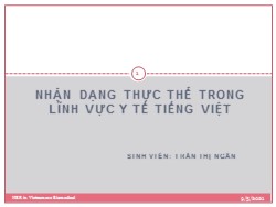 Bài giảng Nhận dạng thực thể trong lĩnh vực y tế Tiếng Việt - Trần Thị Ngân