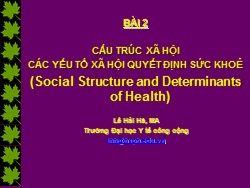 Bài giảng Nhân học y tế và xã hội học sức khỏe - Bài 2: Cấu trúc xã hội các yếu tố xã hội quyết định sức khoẻ