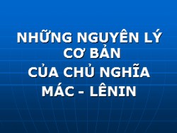 Bài giảng Những nguyên lý cơ bản của chủ nghĩa Mác - Lênin - Nguyễn Thị Huệ