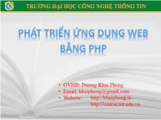 Bài giảng Phát triển ứng dụng web bằng PHP - Các đối tượng trong PHP - Dương Khai Phong