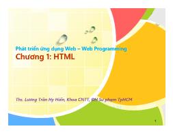 Bài giảng Phát triển ứng dụng web - Chương 1: HTML