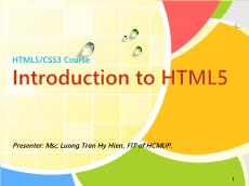 Bài giảng Phát triển ứng dụng web - Introduction to HTML5