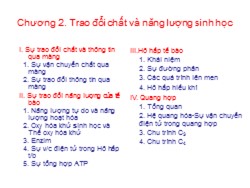 Bài giảng Sinh học đại cương - Chương 2: Trao đổi chất và năng lượng sinh học