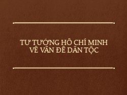 Bài giảng Tư tưởng Hồ Chí Minh - Tư tưởng Hồ Chí Minh về vấn đề dân tộc