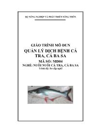 Giáo trình Quản lý dịch bệnh cá tra, cá ba sa - Mã số MĐ 04: Nghề nuôi cá tra, cá ba sa