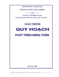 Giáo trình Quy hoạch phát triển nông thôn - Vũ Thị Bình (Phần 1)