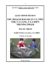 Giáo trình Thu hoạch bảo quản và tiêu thụ cá lăng, cá chiên thương phẩm - Mã số MĐ 05: Nghề nuôi cá lăng, cá chiên