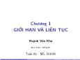 Bài giảng A1 - Chương 1: Giới hạn và liên tục - Huỳnh Văn Kha