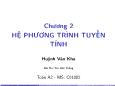 Bài giảng Toán A2 - Chương 2: Hệ phương trình tuyến tính - Huỳnh Văn Kha