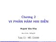 Bài giảng Toán C1 - Chương 2:Vi phân hàm hai biến - Huỳnh Văn Kha