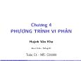 Bài giảng Toán C1 - Chương 4: Phương trình vi phân - Huỳnh Văn Kha