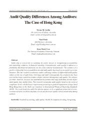 Audit Quality Differences Among Auditors: The Case of Hong Kong