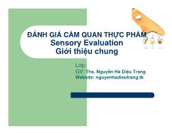 Bài giảng Đánh giá cảm quan thực phẩm - Giới thiệu chung - Nguyễn Hà Diêu Trang