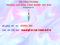 Bài giảng Dung sai - Nguyễn Thị Thu Huyền