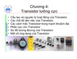 Bài giảng Linh kiện điêhn tử - Chương 4: Transistor lưỡng cực