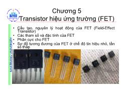 Bài giảng Linh kiện điêhn tử - Chương 5: Transistor hiệu ứng trường (FET)