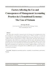 Factors affecting the use and consequences of management accounting practices in a transitional economy: The case of Vietnam
