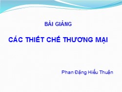Bài giảng Các thiết chế thương mại - Phan Đặng Hiếu Thuận