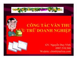 Bài giảng Công tác văn thư lưu trữ doanh nghiệp - Nguyễn Duy Vĩnh