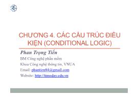 Bài giảng Đồ họa máy tính - Chương 4: Các cấu trúc điều kiện (Conditional Logic) - Phan Trọng Tiến