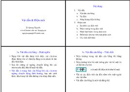 Bài giảng Vật lý 1 - Vật dẫn và điện môi - Lê Quang Nguyên