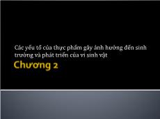 Bài giảng Vi sinh - Chương 2: Các yếu tố của thực phảm gây ảnh hưởng đến sinh trưởng và phát triển của vi sinh vật