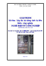 Giáo trình Lắp đặt hệ thống thiết bị điều khiển công nghiệp - Nghề: Điện tử công nghiệp - Lê Văn Hiền (Trình độ trung cấp)