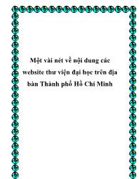 Một vài nét về nội dung các website thư viện đại học trên địa bàn Thành phố Hồ Chí Minh