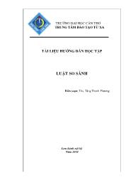 Tài liệu hướng dẫn học tập Luật so sánh - Tăng Thanh Phương