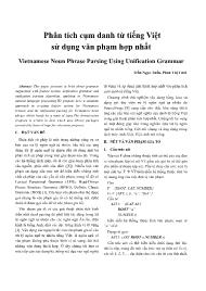 Phân tích cụm danh từ tiếng Việt sử dụng văn phạm hợp nhất