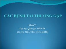 Bài giảng Các bệnh tai thường gặp - Nguyễn Hữu Khôi