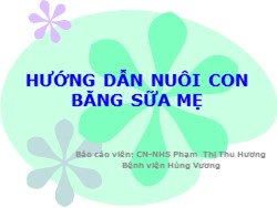 Bài giảng Hướng dẫn nuôi con bằng sữa mẹ - Phạm Thị Thu Hương
